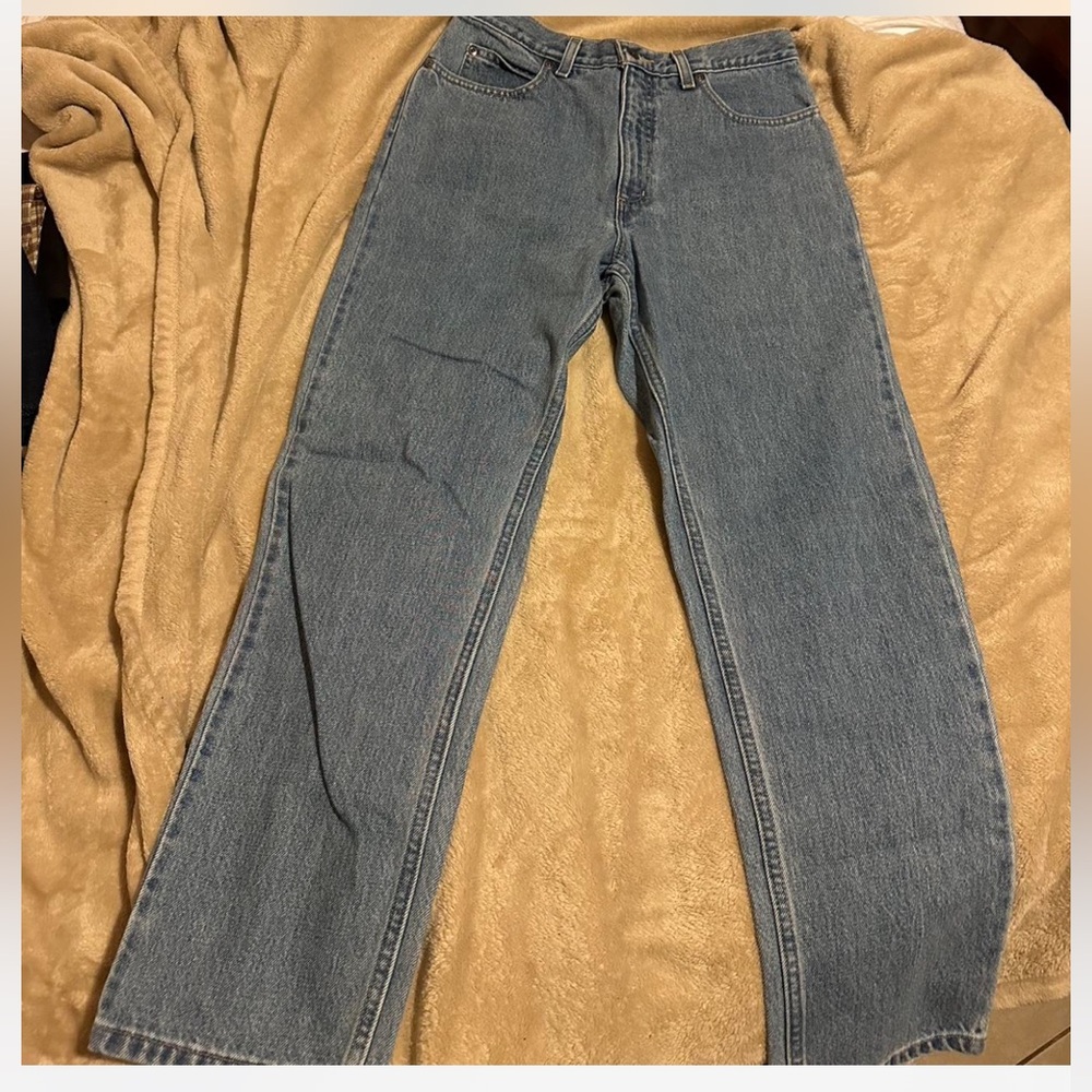 Lands' End Women Straight Jeans in Classic Blue